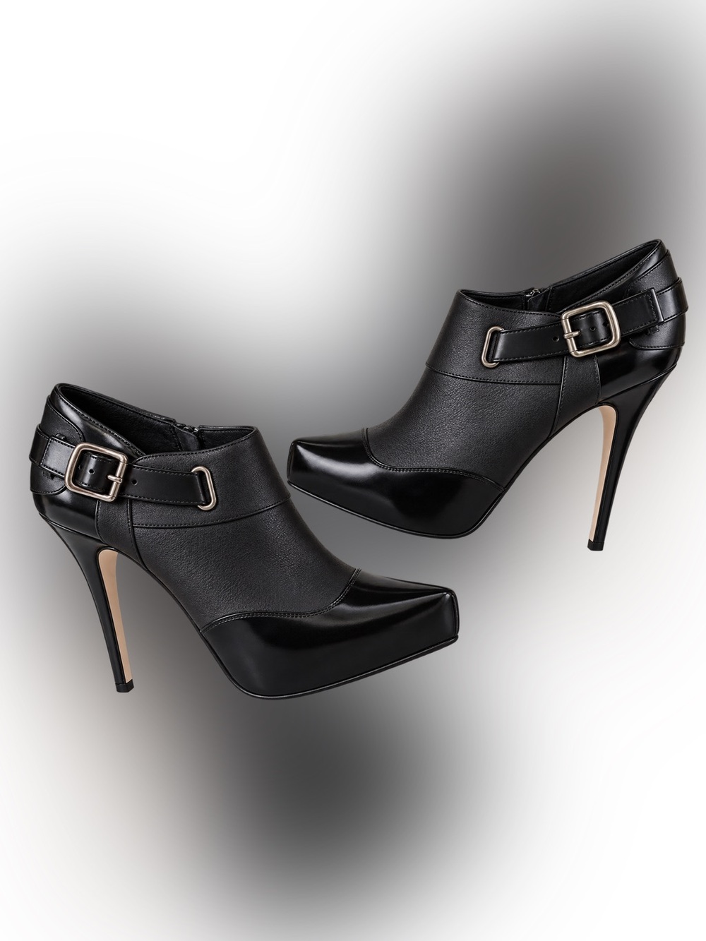 TED BAKER Lesli Black Leather Pointed Toe Platform Ankle Booties Heels Size 9